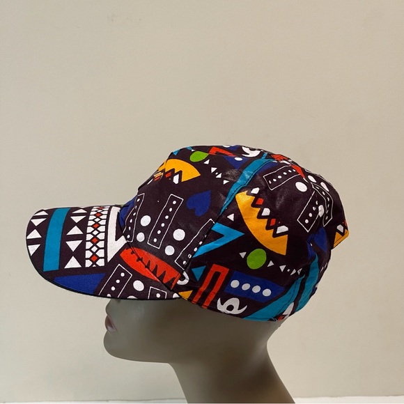 African Print Ankara Multicolor Colorful Handmade Baseball Cap - Picture 8 of 9